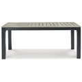 Signature Design by Ashley Mount Valley Black/Beige Outdoor Dining Table with Umbrella Option - 72W x 42D x 29H