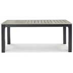 Signature Design by Ashley Mount Valley Black/Beige Outdoor Dining Table with Umbrella Option - 72W x 42D x 29H