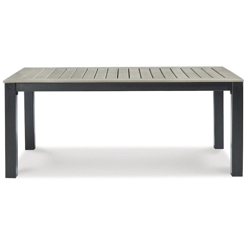 Signature Design by Ashley Mount Valley Black/Beige Outdoor Dining Table with Umbrella Option - 72W x 42D x 29H