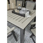 Signature Design by Ashley Table à manger d'extérieur Mount Valley noire/beige avec option parasol - 72 larg. x 42 prof. x 29 haut.