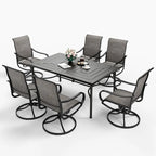 Ensemble de salle à manger d'extérieur 7 pièces MAISON ARTS avec 6 chaises pivotantes en textilène et une table de salle à manger en métal