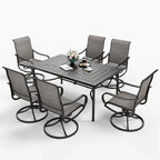 Ensemble de salle à manger d'extérieur 7 pièces MAISON ARTS avec 6 chaises pivotantes en textilène et une table de salle à manger en métal