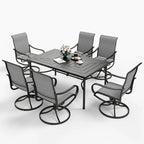 Ensemble de salle à manger d'extérieur 7 pièces MAISON ARTS avec 6 chaises pivotantes en textilène et une table de salle à manger en métal