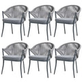 Chaises de salle à manger Nuu Garden 6 places en aluminium et corde avec coussins - Taupe