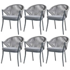Chaises de salle à manger Nuu Garden 6 places en aluminium et corde avec coussins - Taupe