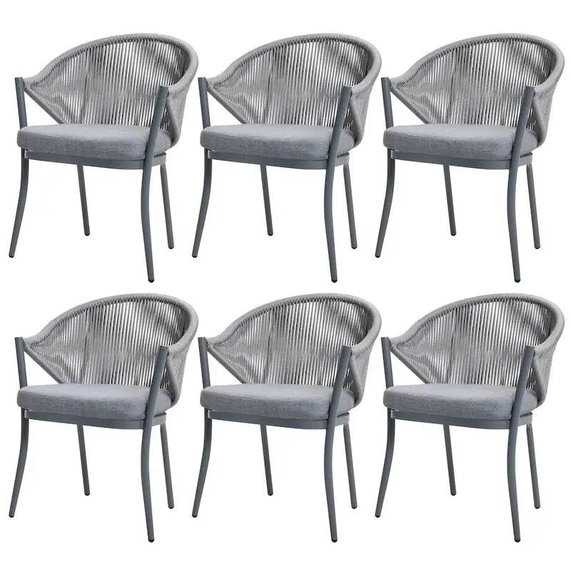Chaises de salle à manger Nuu Garden 6 places en aluminium et corde avec coussins - Taupe