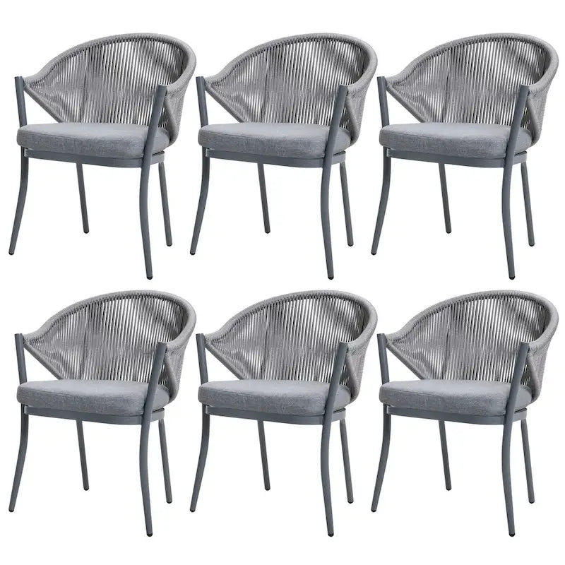 Nuu Garden 6pcs Rope Aluminum Dining Chairs with Cushions - Taupe