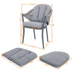 Chaises de salle à manger Nuu Garden 6 places en aluminium et corde avec coussins - Taupe