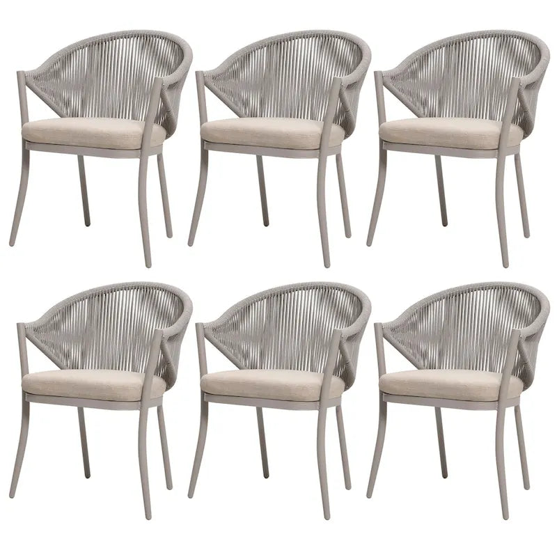 Chaises de salle à manger Nuu Garden 6 places en aluminium et corde avec coussins - Taupe