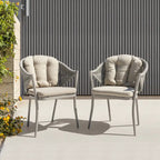 Chaises de salle à manger Nuu Garden 6 places en aluminium et corde avec coussins - Taupe