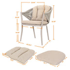 Chaises de salle à manger Nuu Garden 6 places en aluminium et corde avec coussins - Taupe