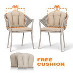 Chaises de salle à manger Nuu Garden 6 places en aluminium et corde avec coussins - Taupe