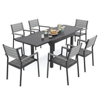 Ensemble de salle à manger d'extérieur 5/7/9 pièces, 4/6/8 chaises de salle à manger, 1 table extensible rectangulaire en aluminium