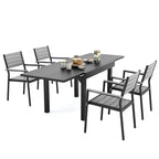 Ensemble de salle à manger d'extérieur 5/7/9 pièces, 4/6/8 chaises de salle à manger, 1 table extensible rectangulaire en aluminium