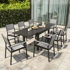 Outdoor 5/7/9 PCS Patio Dining Set, 4/6/8 Dining Chairs, 1 Rectangular Aluminum Expandable Table