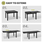 Ensemble de salle à manger d'extérieur 5/7/9 pièces, 4/6/8 chaises de salle à manger, 1 table extensible rectangulaire en aluminium