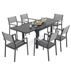 Ensemble de salle à manger d'extérieur 5/7/9 pièces, 4/6/8 chaises de salle à manger, 1 table extensible rectangulaire en aluminium