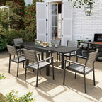 Ensemble de salle à manger d'extérieur 5/7/9 pièces, 4/6/8 chaises de salle à manger, 1 table extensible rectangulaire en aluminium