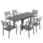 Ensemble de salle à manger d'extérieur 5/7/9 pièces, 4/6/8 chaises de salle à manger, 1 table extensible rectangulaire en aluminium