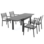 Ensemble de salle à manger d'extérieur 5/7/9 pièces, 4/6/8 chaises de salle à manger, 1 table extensible rectangulaire en aluminium