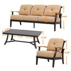 Ensemble de conversation d'extérieur 4 pièces avec coussins, structure en aluminium, beige
