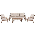Ensemble de conversation d'extérieur 4 pièces avec coussins, structure en aluminium, beige