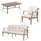 Ensemble de conversation d'extérieur 4 pièces avec coussins, structure en aluminium, beige