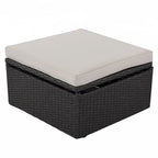 HOMEFUN Lit de Repos Extérieur Rectangulaire en Rotin Osier avec Auvent Rétractable