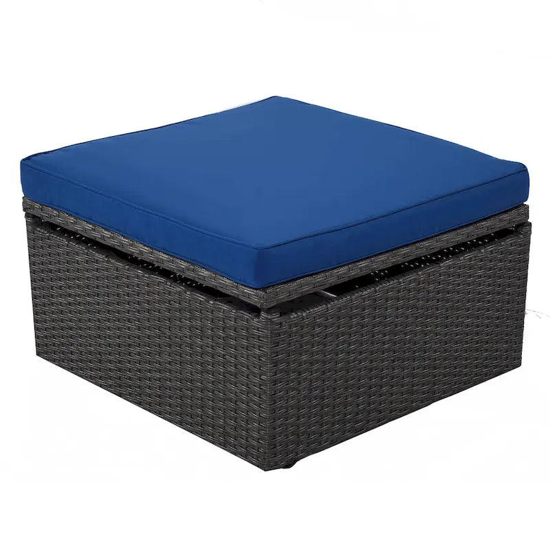 HOMEFUN Lit de Repos Extérieur Rectangulaire en Rotin Osier avec Auvent Rétractable