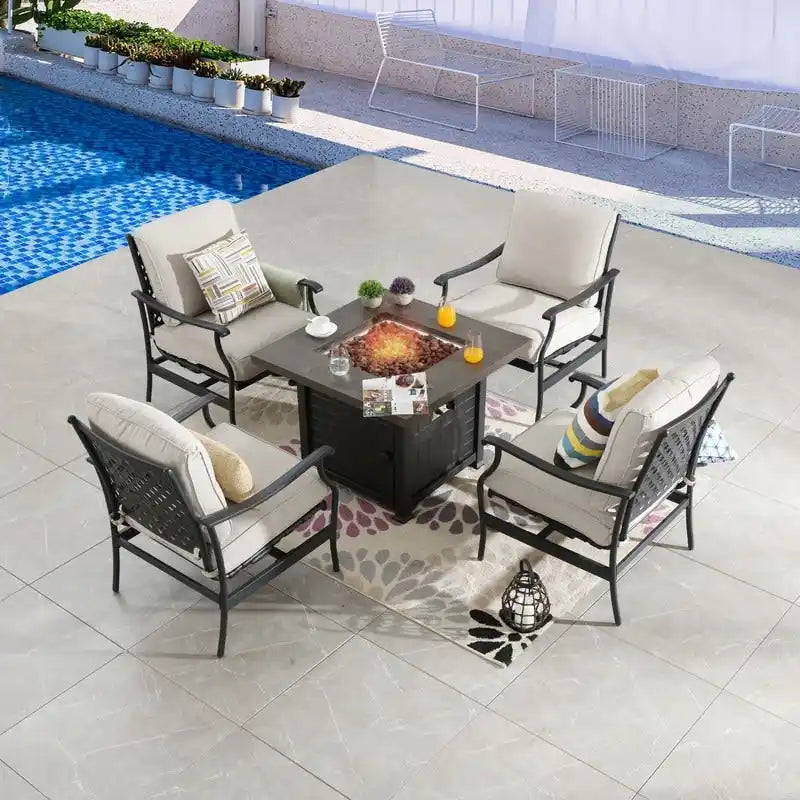 Ensemble de conversation de 5 pièces pour foyer extérieur Patio Festival