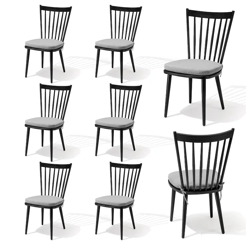 Chaises de salle à manger sans accoudoirs en aluminium avec coussin pour terrasse extérieure/cuisine – Voir photo