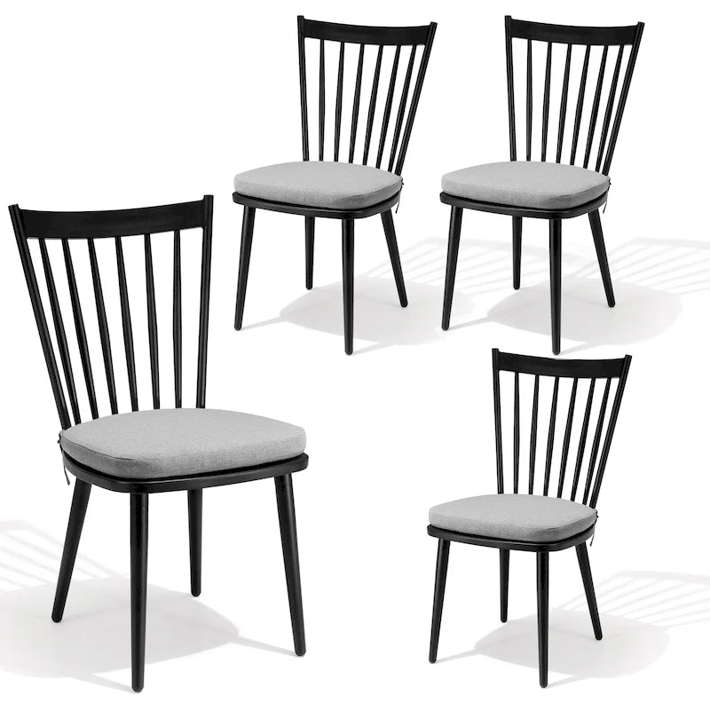 Chaises de salle à manger sans accoudoirs en aluminium avec coussin pour terrasse extérieure/cuisine – Voir photo