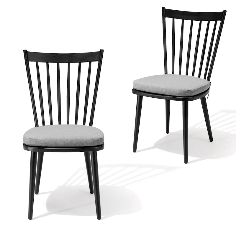 Chaises de salle à manger sans accoudoirs en aluminium avec coussin pour terrasse extérieure/cuisine – Voir photo