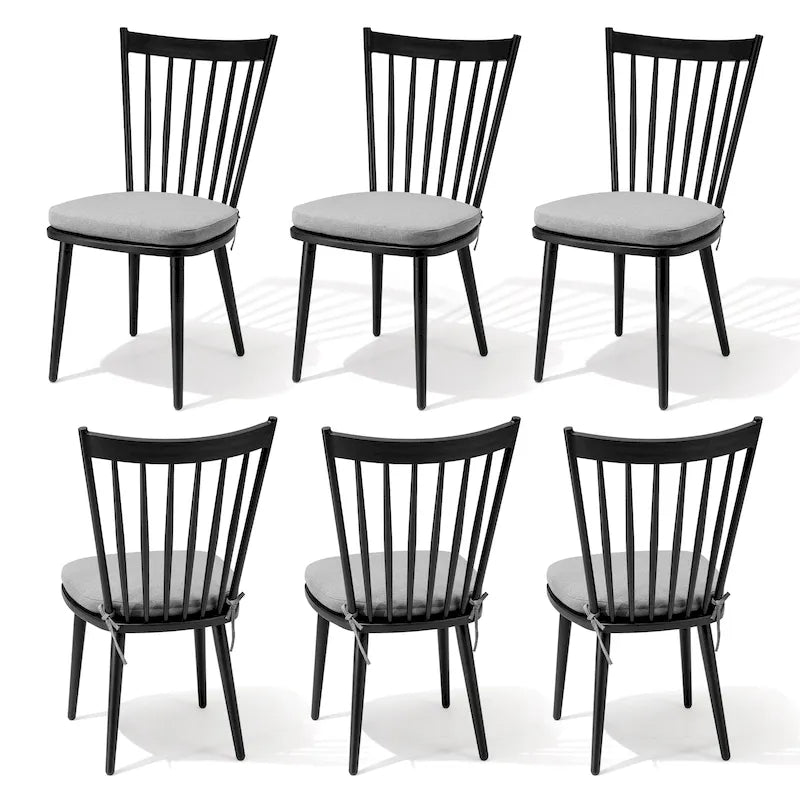 Chaises de salle à manger sans accoudoirs en aluminium avec coussin pour terrasse extérieure/cuisine – Voir photo