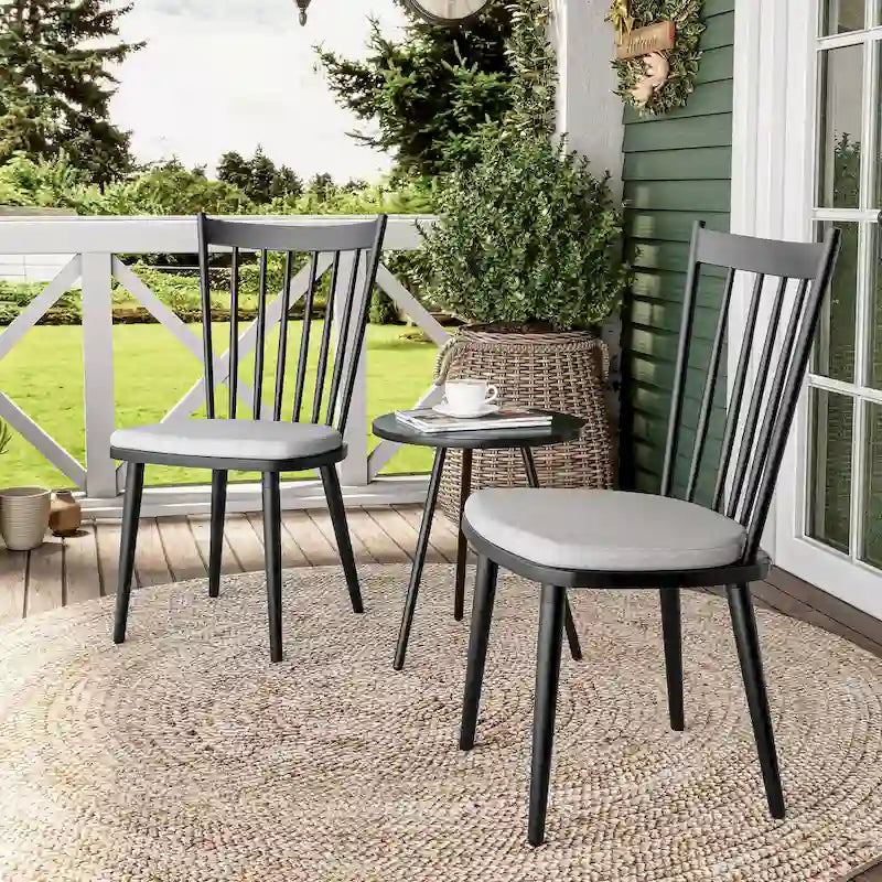 Dining Chairs Aluminum Armless with Cushion Outdoor Patio Kitchen Dining Room - See Picture
