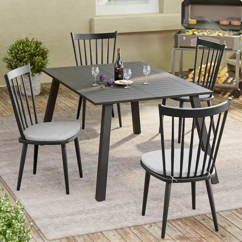 Chaises de salle à manger sans accoudoirs en aluminium avec coussin pour terrasse extérieure/cuisine – Voir photo