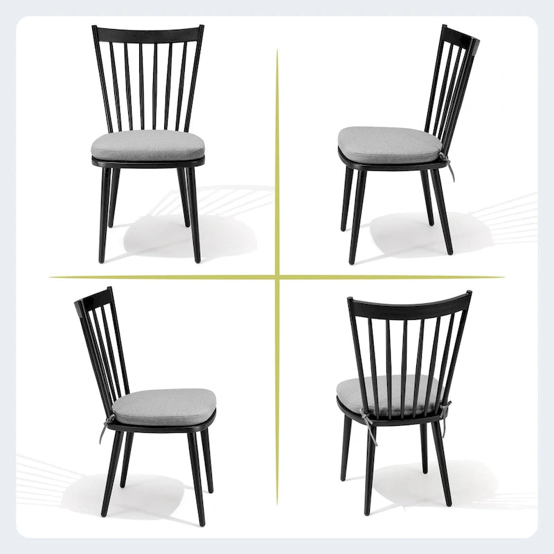 Chaises de salle à manger sans accoudoirs en aluminium avec coussin pour terrasse extérieure/cuisine – Voir photo