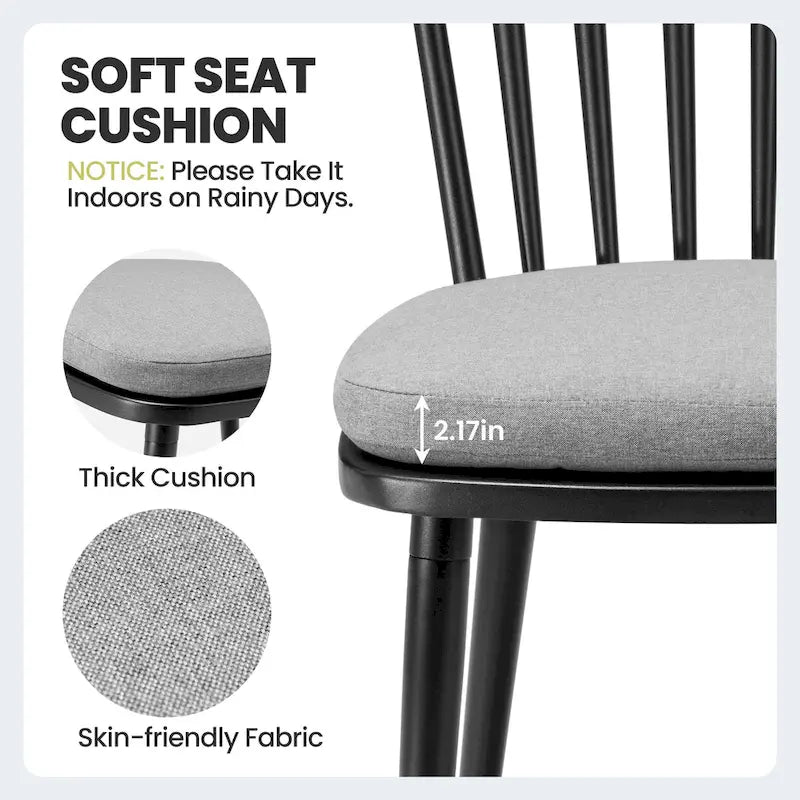 Chaises de salle à manger sans accoudoirs en aluminium avec coussin pour terrasse extérieure/cuisine – Voir photo