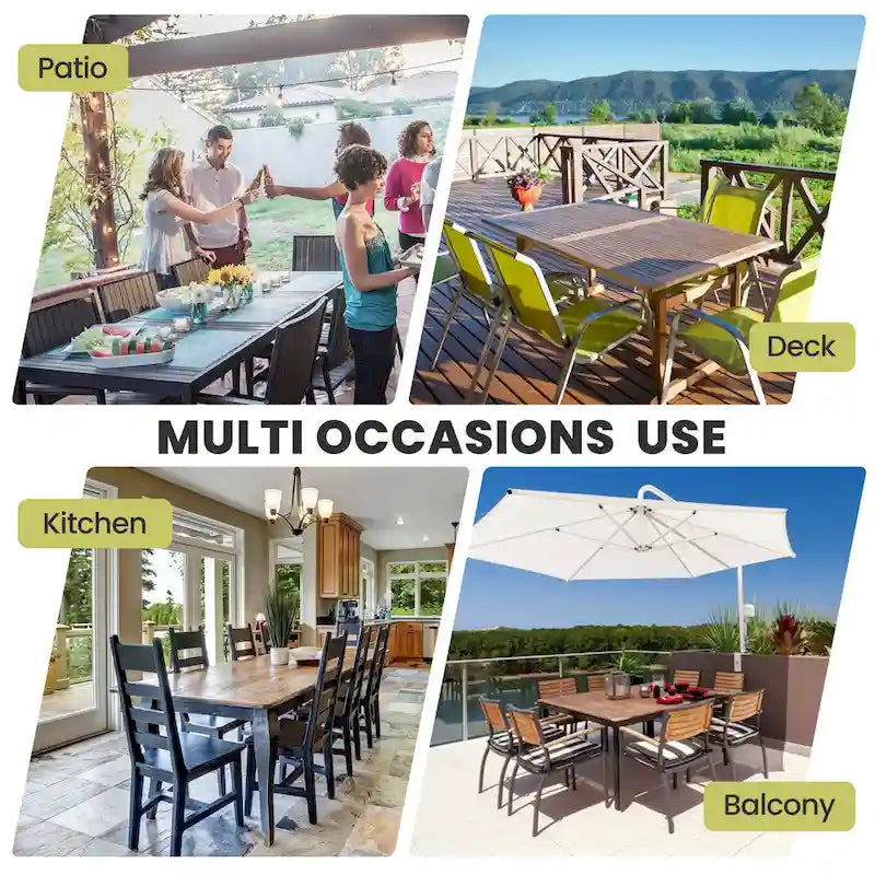 Chaises de salle à manger sans accoudoirs en aluminium avec coussin pour terrasse extérieure/cuisine – Voir photo