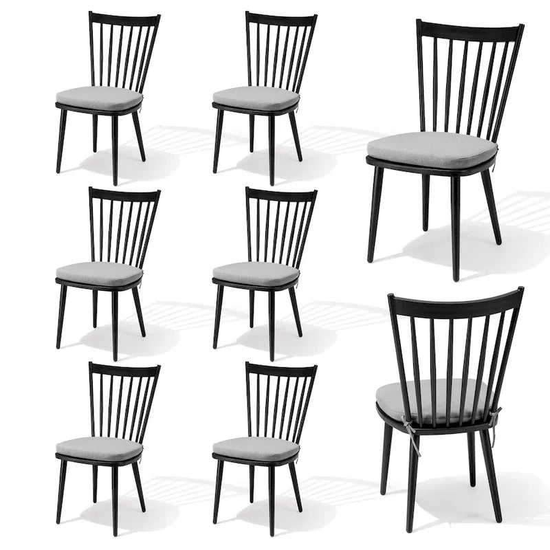 Chaises de salle à manger sans accoudoirs en aluminium avec coussin pour terrasse extérieure/cuisine – Voir photo