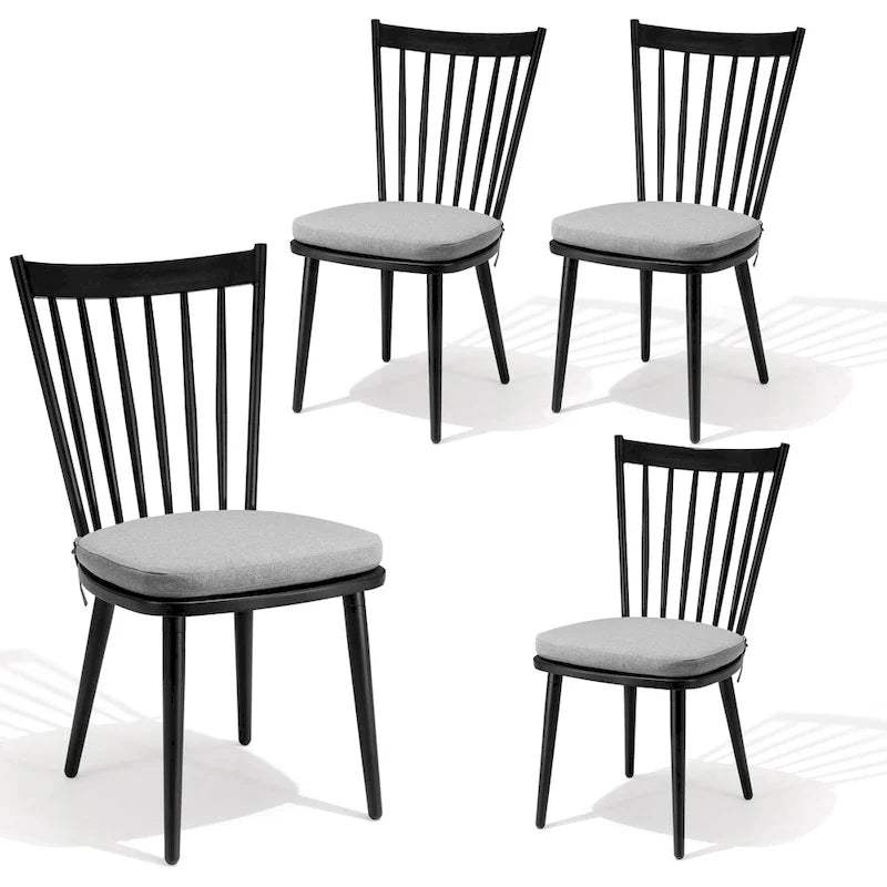 Chaises de salle à manger sans accoudoirs en aluminium avec coussin pour terrasse extérieure/cuisine – Voir photo