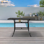 Table à manger Clihome 82/60 po. L en acier et aluminium avec trou pour parasol