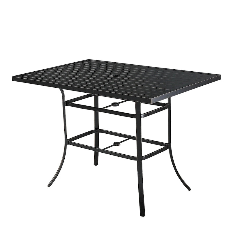 Table à manger Clihome 82/60 po. L en acier et aluminium avec trou pour parasol