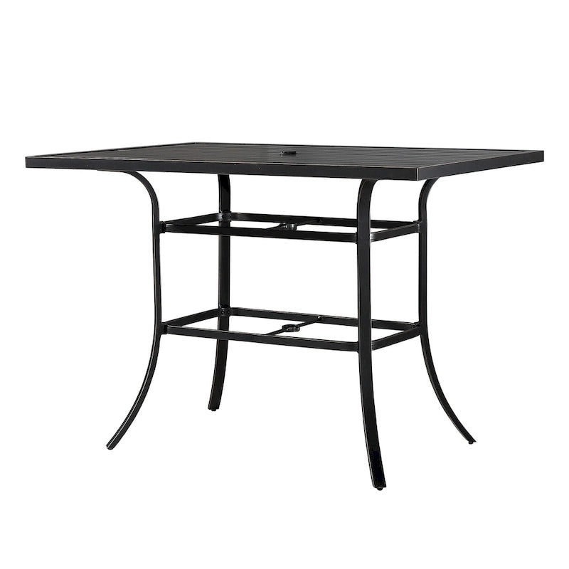 Table à manger Clihome 82/60 po. L en acier et aluminium avec trou pour parasol