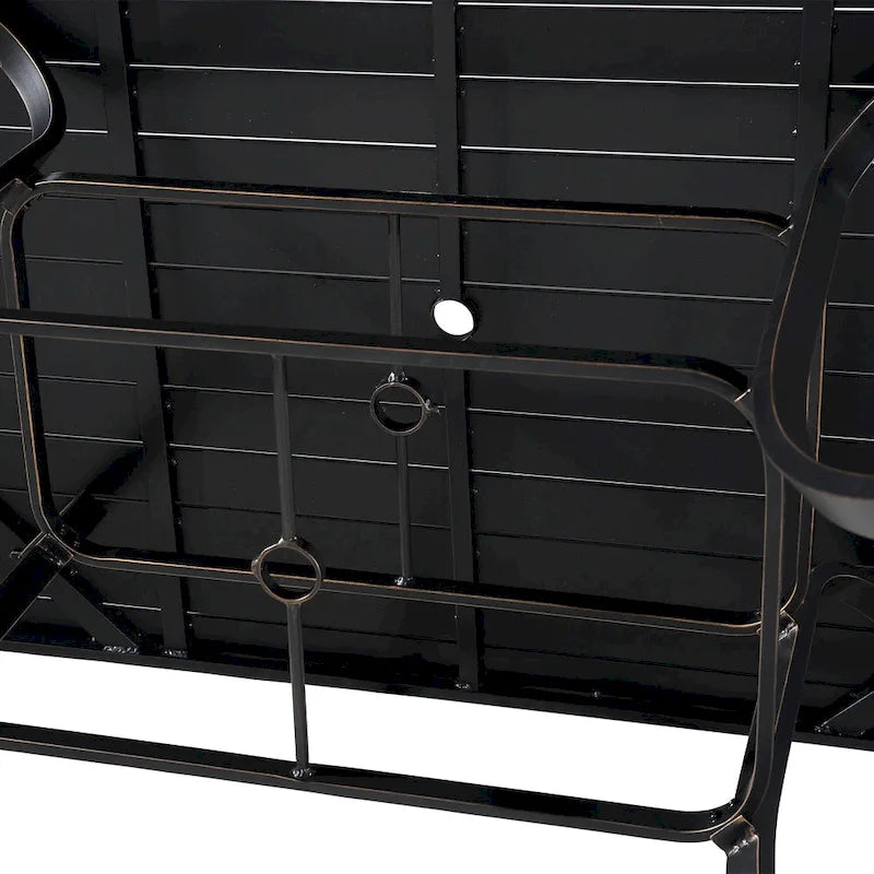 Table à manger Clihome 82/60 po. L en acier et aluminium avec trou pour parasol