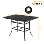 Table à manger Clihome 82/60 po. L en acier et aluminium avec trou pour parasol