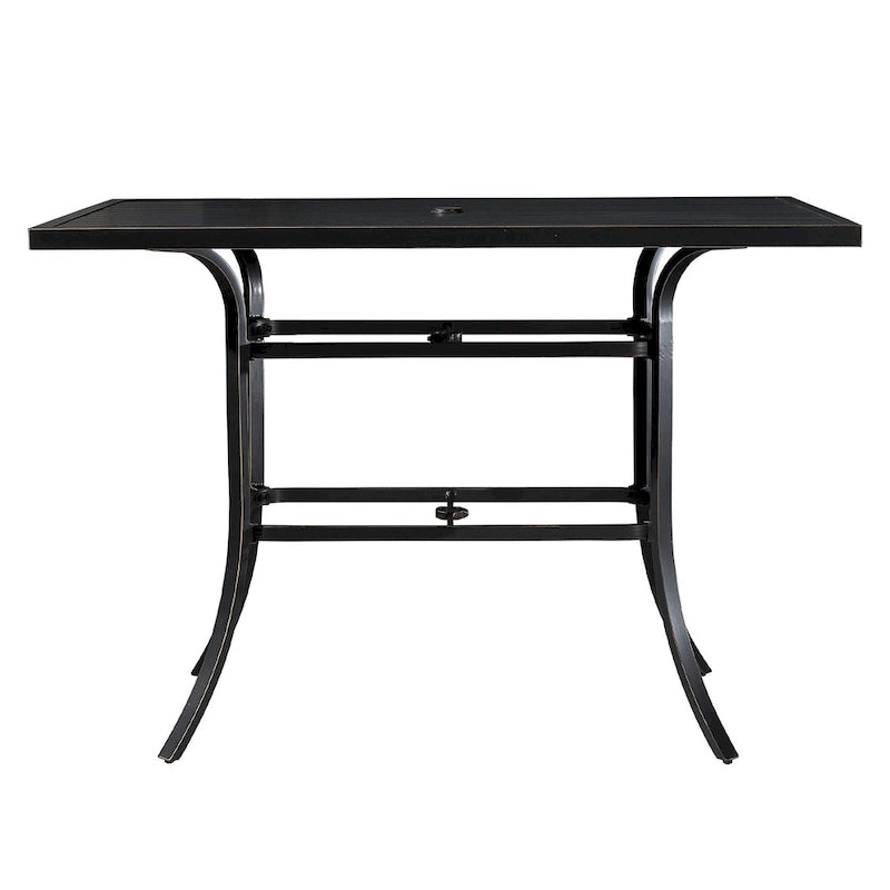 Table à manger Clihome 82/60 po. L en acier et aluminium avec trou pour parasol