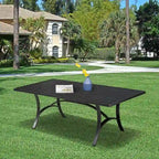 Table à manger Clihome 82/60 po. L en acier et aluminium avec trou pour parasol