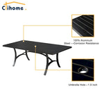 Table à manger Clihome 82/60 po. L en acier et aluminium avec trou pour parasol