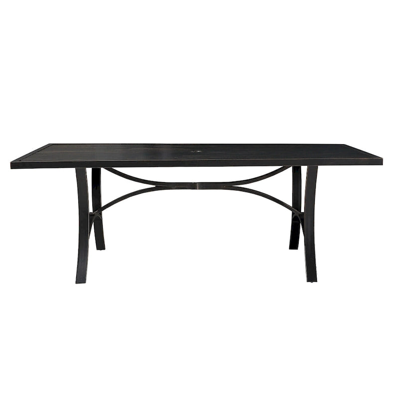 Table à manger Clihome 82/60 po. L en acier et aluminium avec trou pour parasol
